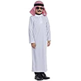 Dress Up America- Costume di sceicco Arabo Bambini, Bianco, taglia 3-4 anni (vita: 66-71, altezza: 91-99 cm), 783-T4