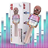 DYNASONIC Microfono per karaoke Bluetooth, giocattoli per bambini e bambine, microfono senza fili, portatile, con luci LED per bambini, regali ...