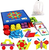 EACHHAHA Montessori Puzzle in Legno di 155 Forma Geometrica -Tangram Toy Card Divertente Giocattolo educativo - Ci Sono 155 Pezzi ...