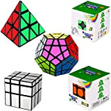 EASEHOME Cubo Magico Speed Puzzle Cube Set Megaminx + Pyraminx + Specchio + 2x2x2 + 4x4x4, 5 Pack Magic Cubes ...