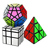 EASEHOME Cubo Magico Speed Puzzle Cube Set Megaminx + Pyraminx + Specchio, 3 Pack Magic Cubes con PVC Adesivo per ...