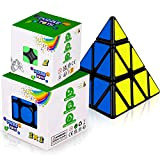 EASEHOME Speed Cube Set Pyraminx + 2x2x2 + 3x3x3, 3 Pack Magic Puzzle Cubes Cubo Magico con PVC Adesivo per ...