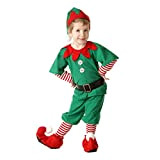 Eayoly Unisex Adulti Bambini Costume da Elfo di Natale Costume da Elfo di Babbo Natale con Cappelli, Copriscarpe, Cintura, Abiti ...