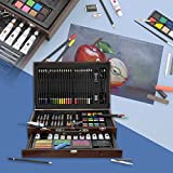 ECD Germany Set da Disegno Pittura Arte 112 Pz per Disegnare e Dipingere con Valigetta in Legno per Bambini/Adulti Matite ...