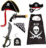 Ecloud Shop Set di Costumi da Pirata - Cappello da Mantello Bandana da Pirata Benda sull'occhio con Maschera in Feltro ...