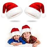 EKKONG Cappello di Babbo Natale con bordo in peluche, spesso, per Capodanno, feste di Natale, adulti e bambini, 2 pezzi, ...