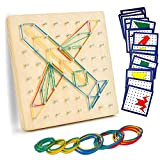 EKKONG Giochi Bambini Montessori Educativi 3 4 5 6 Anni,Geoboard di Legno, Giocattoli Didattici in Legno per Gioco Bambini