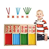 EKKONG Montessori Bastoncini, Giocattolo matematico Montessori, Giochi Educativi Montessori per Bambini con Numeri e Bastoncini per contare