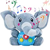 Elefante Peluche Neonato Giochi Bambini 6 Mesi Interattivi Peluche Neonato con Luci e Musica, Carillon Neonati Giochi Educativi Bambini 1 ...