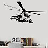 Elicottero Aereo Militare WalDecals VinyArt Decorazione Domestica per Ragazzi BedrooGame RooWalPoster Murales A3 grigio 111x57cm