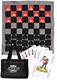 Elite Sportz Jumbo Dama gioco, carte da gioco di grandi dimensioni e Tic Tac Toe. 3 Giochi per bambini Jumbo ...
