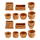 eMagTech 2 set di 14 vasi di fiori per la casa di bambola in miniatura pianta vasi di terracotta simulazione ...