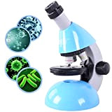 Emarth Microscopio per bambini Studente principiante per bambini, microscopi monoculari 40X- 640X con kit di scienze educative da 50 pezzi, ...