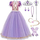 EMIN Costume di Rapunzel Ragazze Vestito Abbigliamento Abito da Principessa Costume Sofia Manica a Sbuffo Principessa Vestito Bambine e