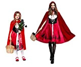 emmarcon Costume da Carnevale Halloween Cappuccetto Rosso con Mantello Travestimento Vestito Cosplay festa-9015-XL