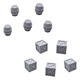 EnderToys Crates And Barrels, Terrain Scenery for Tabletop 28mm Miniatures Wargame, 3D Printed And Paintable