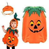 EOZY-Costume da Pumpkin Costume cosplay di Halloween Carnevale Costume da Zucca con cappello per Bambini Ragazzi 3-6 anni (Altezza 110-120CM)