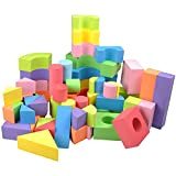 EQLEF 50 PCS per Bambini atossici Colori tenui Leggera Schiuma Eva Building Blocks -Assorted Varie Forme