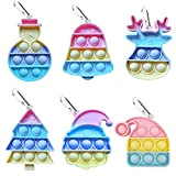 Estian 6 Pcs Mini Pop Fidget Toy,Mini Push Pop Fidget Toy Portachiavi,Mini Rainbow Tie dye Bubble Wrap Sensory Silicone Toy, ...
