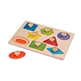 EverEarth Shape and Wooden Puzzle EE33301 Puzzle di legno con forme geometriche per bambini dai 18 mesi in su