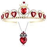 Evie,Set di gioielli con corona e collana a forma di cuore rosso con 3 corone, 4.9" * 5.8" * 1.55", ...