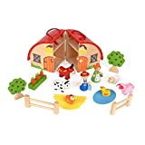 ewtshop® Set da fattoria per bambini in legno massello dipinto per giocare
