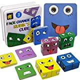 Expression Puzzle Building Blocks,Puzzle di legno Matching Game Puzzle Giochi per bambini Face Change Cube Game Educational Montessori Giocattoli Regalo ...