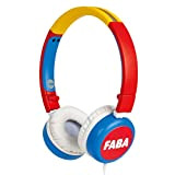 FABA - Cuffie per Bambini On-Ear, Auricolari Morbidi e Pieghevoli, Volume Limitato 85 DB, Cuffie Regolabili con Filo, Colore Rosso