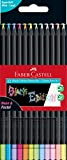Faber-Castell 116410 - Matite colorate Black Edition, colori fluo e pastello, confezione da 12