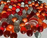 FAIRY TAIL & GLITZER FEE 100 pezzi + 1 biglie di vetro soffiato a bocca, arancione/rosso trasparente, 16 mm, riempite ...