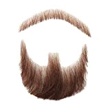 Fake Body Parts, Fake Mustache Face Beard for Adults Men Realistic Makeup Lace Man Beards Brown