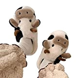 fanelod Simpatiche Pantofole di Mucca - Ciabatte sfocate Animali da Donna,Indoor Fuzzy Warm Memory Foam Peluche Scarpe da casa Morbido ...