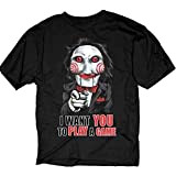 FANGZI ANASER Saw Jigsaw Billy Puppet I Want You to Play a Game Black T-Shirt Black Black L