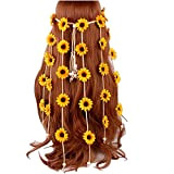 Fascia per capelli a forma di girasole, fascia per capelli hippie, con corona floreale, con perline di girasoli, regolazione, per ...