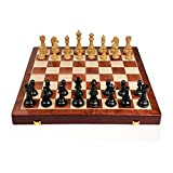 FBITE Chess Set Oversized Wooden Chess with Storage-Folding Chess Portable Travel Board Game Interactive Toy Compatible with Adults And Children ...
