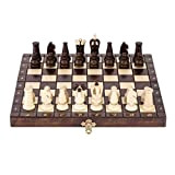FBITE Chess Set Wooden Chess Set Portable Chess Game Foldable Board Chess Board with Chess Piece Storage Slot People's Educational ...