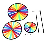 Fdit Multicolor Arcobaleno Triple Ruota Mulino a Vento girandola girotondo Bambini Giocattolo da Giardino Decorazione Esterna del Partito