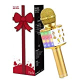 Fede Microfono Karaoke Bluetooth Wireless per Bambini, Karaoke Portatile con Luci LED Multicolore per Cantare, Funzione Eco, Compatibile con Android/iOS, ...