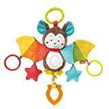 Fehn 067712 Pipistrello giocattolo educativo con figure animali per l’attività motoria da appendere, specchio e anelli da mordere, afferrare e ...