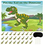 FEPITO Pin The Tail sul Gioco Dinosaur con 24 Pezzi di Code per Compleanno di Dinosauri Articoli per Feste, Dinosauro ...
