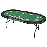 Festnight Tavolo da Poker Ovale Verde Pieghevole in 3 per 9 Giocatori