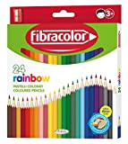FIBRACOLOR Rainbow astuccio 24 pastelli colorati in legno esagonali punta fine