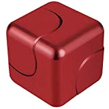 通用 Fidget Spinner Decompress The Metal Cube Spin The Spinning Cube to Relieve Anxiety Help Improve Concentration (Red)