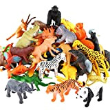 Figure Animali, 54 Pezzi Mini Giungla Giocattoli Set, Mondo Zoo Realistico Selvaggio Vinile Plastiche Risorse di Apprendimento Bomboniere per Ragazzi ...