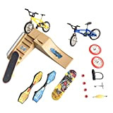 Fingertoys - Kit per skate park, mini barretta per skateboard, bicicletta e multiscene, set di 9 rampe sostituibili con accessori ...