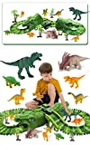 Fiouni - Giocattoli da corsa con dinosauri per ragazzi, 153 pezzi flessibili per trenino con auto da corsa militare/8 dinosauri ...
