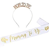 FLOFIA Corona Mummy To Be Tiara Principessa Cristallo Diamande di Strass con Fusciacca Fascia “Mummy to Be” per Baby Shower ...