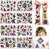 Flyftrey Tatuaggi Temporanei per Bambini, 8 Fogli Marvel Avengers Adesivi Supereroi Tatuaggi, Finti Tatuaggi Set per Ragazze Ragazzi, Festa di ...