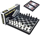 FMOPQ Magnetic Backgammon Checkers Set Foldable Board Game 3-in-1 Road International Folding Portable Board Game (Color : 25cm/9.8in) (24cm)