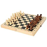 FMOPQ Solid Wood Chess Backgammon Checkers Set Board 3-in-1 Road Folding Chess Set (Color : Brown)